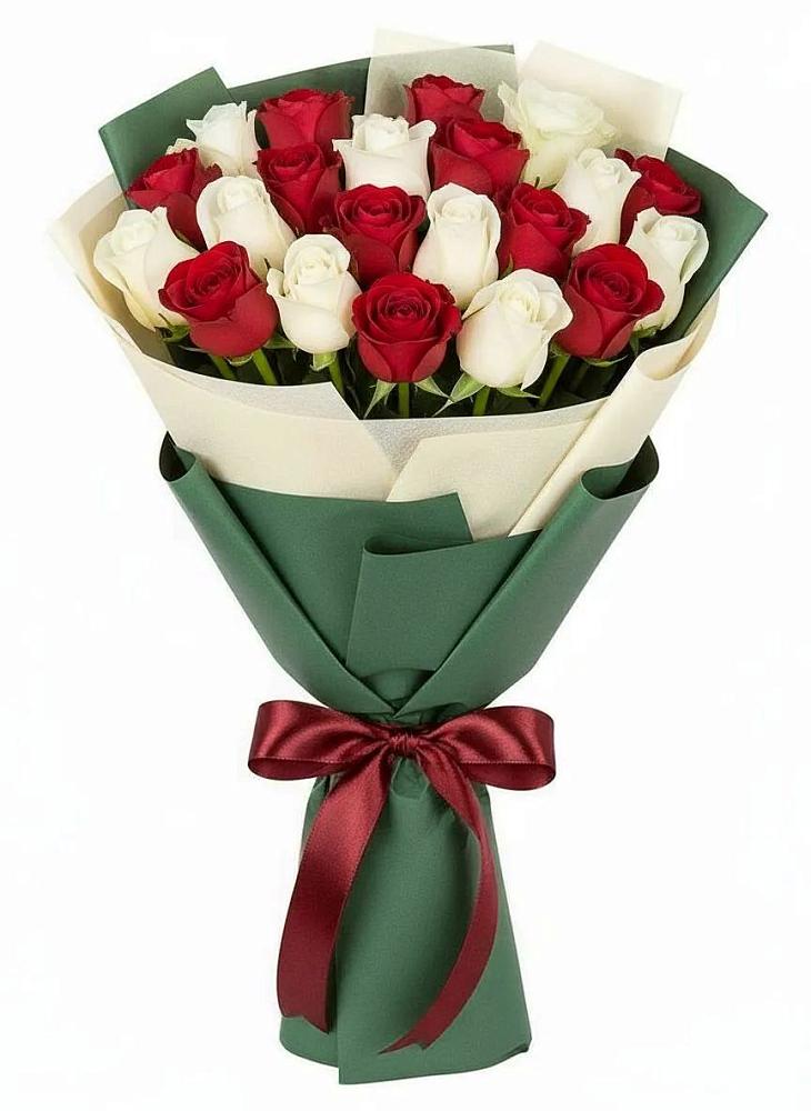 Букет Микс из красных и белых роз в Старом Осколе