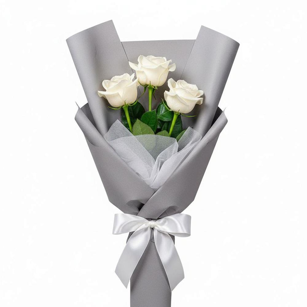 Букет 3 белые розы в Старом Осколе