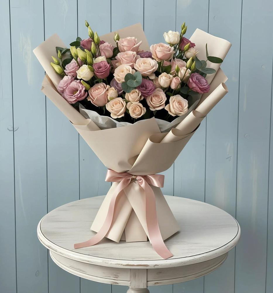 Букет цветов из: Розы и Лизиантусы в Старом Осколе