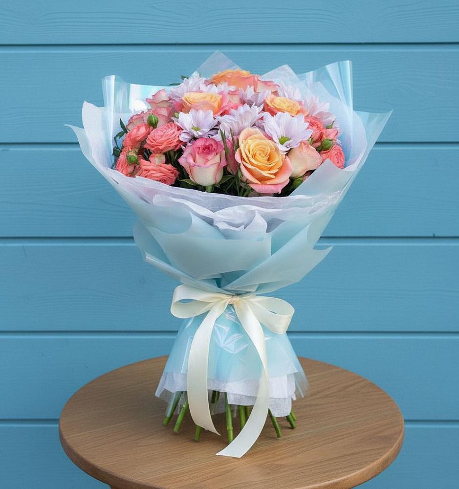 Букет цветов из: Хризантемы и Розы в Старом Осколе