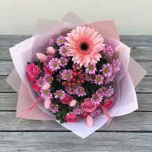 Букет цветов из:  Розы, Герберы и Хризантемы в Старом Осколе