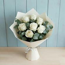 Букет Белые розы в Эвкалипте #REPLACE_PRED# Старом Осколе